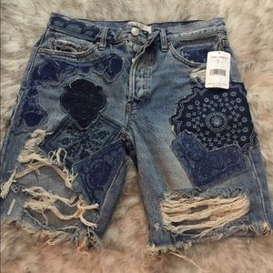 NWT denim patchwork Free People shorts